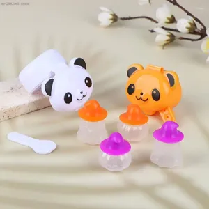 Outils de cuisson 2/4 pièces Mini boîte à sauce à motif Panda avec cuillère, récipient à condiments de type citrouille de dessin animé pour enfants, accessoires de déjeuner