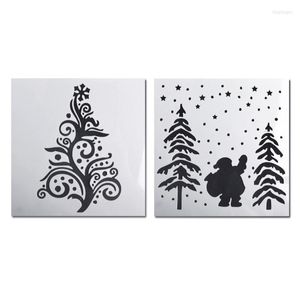 Bakgereedschap 2 stuks Xmas Tree Stencils Tekentjablonen wasbaar kerstcadeau voor kinderen