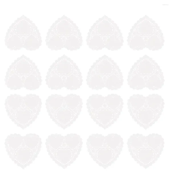 Outils de cuisson 200 feuilles de table de coeur à gâteau de coeur PAD LACE DOILIES PAPE en forme de coeur 10 cm blanc