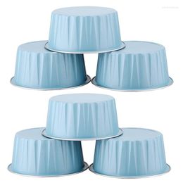 Bakgereedschap 200 stcs 5oz 125 ml wegwerp cakebekers muffin voeringen met deksels aluminium folie cupcake cups-blauw