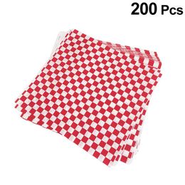 Outils de cuisson 200 pièces doublures frites multifonctions rouge blanc grille feuille plateau panier papier d'huile pour magasin à domicile