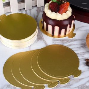 Baking Tools 20pcs Golden Cake Cardboard Mousse Mat Bottom Foam Stand Base Boards Paper Board Shape Dessert Tray Decoration