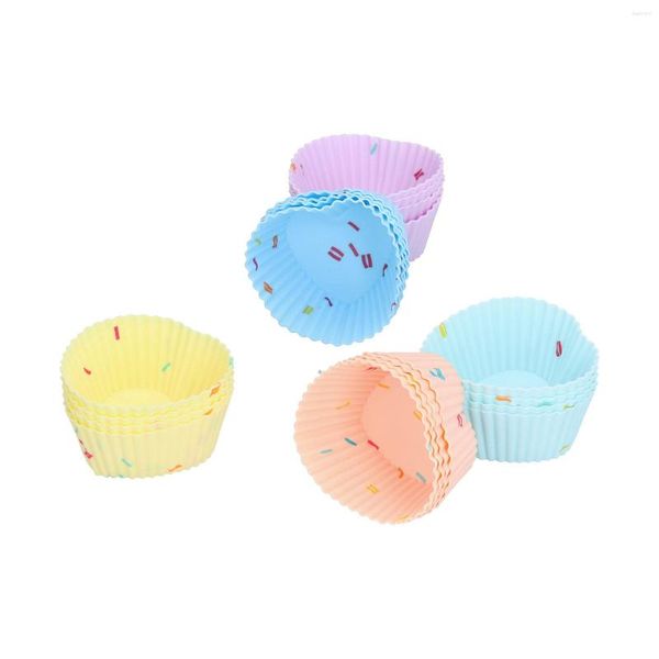 Herramientas para hornear 20 piezas tazas de silicona colores brillantes formas lindas moldes reutilizables para hacer pasteles para rosquillas pudines conjunto en forma de corazón