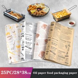 Outils de cuisson 25pcs / tour de papier sulfurisé animal modèle anglais emballage alimentaire parchemin frites hamburger gâteau sandwich cire