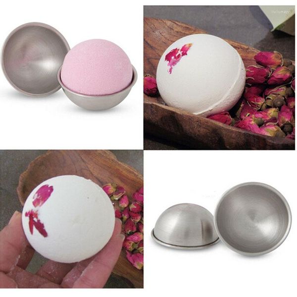 Herramientas para hornear, 2 unidades por paquete, esfera de bola de aleación de aluminio 3D, molde para bomba de baño, molde para pastelería, 4,7 Cm, 5,7 y 6,7 cm