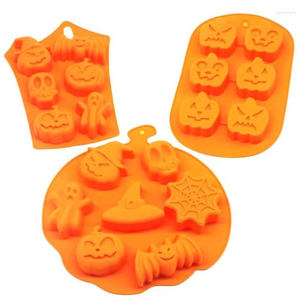 Herramientas para hornear Juego de moldes de calabaza fantasma de Halloween de silicona de 3 piezas
