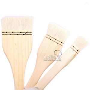 Outils de cuisson 3 tailles / set 23cm Brosse en laine de mouton Huile BBQ Grill Oeuf Beurre Fromage Pain Décor Brosses Manche en bois de pin DIY Boulangerie