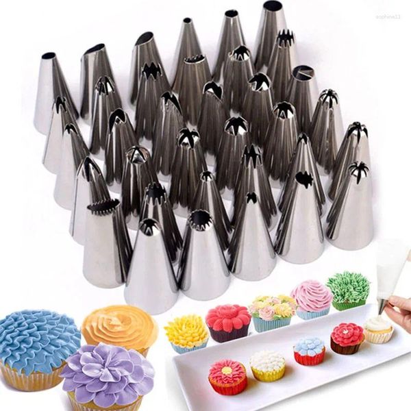 Herramientas para hornear 35 unids/set puntas de pastelería de acero inoxidable decoración de pasteles boquillas para manga pastelera panadería confitería