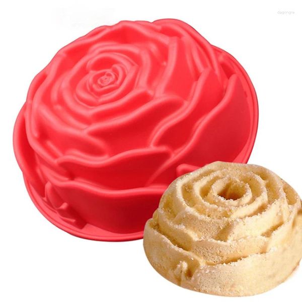 Herramientas para hornear moldes de silicona con forma de rosa grande 3D, pasteles reutilizables multifuncionales, utensilios de cocina para horno, fiesta de cumpleaños DIY