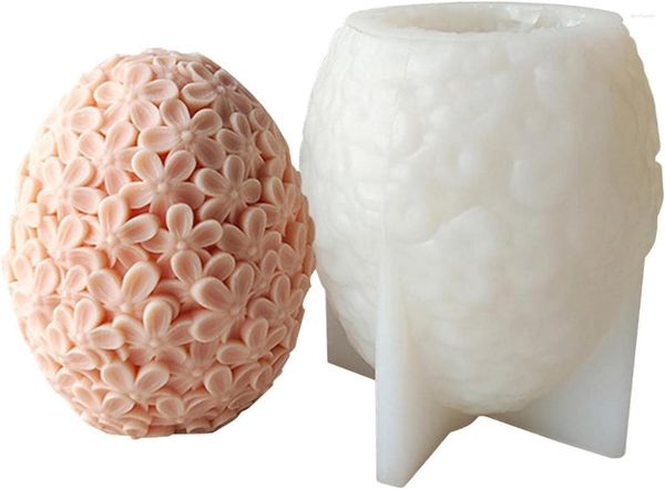 Herramientas para hornear Molde de huevo de silicona 3D | Huevos De Pascua Con Flores En Relieve - Silicona Gelatina French Mousse Des