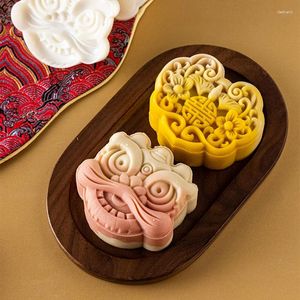 Outils de cuisson 3DMooncake moule 30g / 50g / 75g National Tide Style Lion Patterns Mooncake Moules Presse Cookie Moule pour Fondant de mi-automne