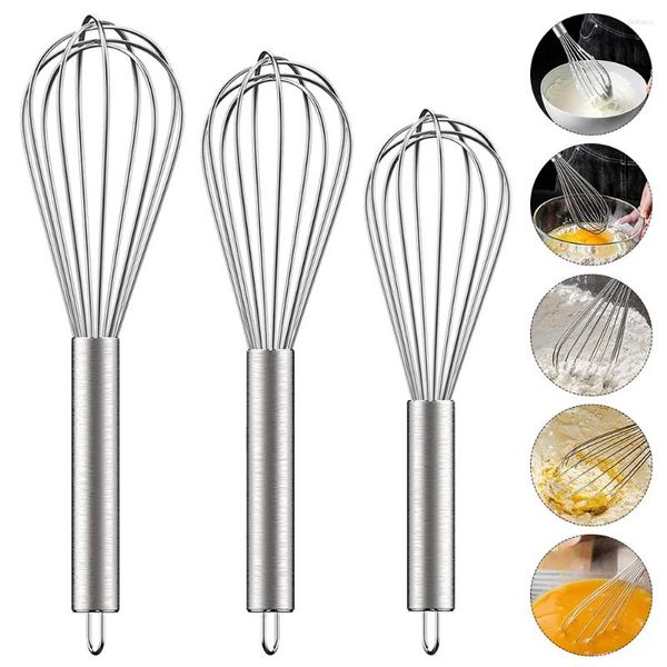 Outils de cuisson 3 packs en acier inoxydable Set 6 Whiss de fil 8/10/12 pouces Ballon de cuisine avec mixeur de batteur d'oeufs manuel d'adhérence