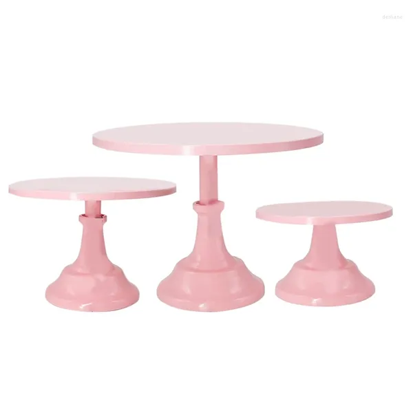 Outils de cuisson 3pcs Cake rose Cupcake Stands Round Modern Dessert Towers décor de service Platter pour les fêtes de mariage de la fille