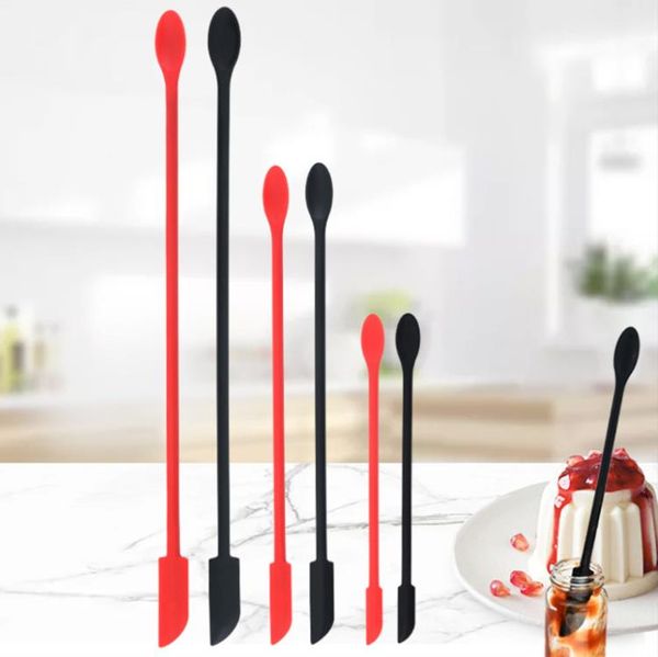 Outils de cuisson 3Pcs / Set Flexible Silicone Grattoir Réutilisable Double Tête Cuisine Confiture Beurre Spatule Maquillage Masque Visage Crème Brosse Beauté Outil SN4757