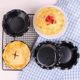 Outils de cuisson 4pcs mini-tarte moule antiadhésive plat rond carbone en acier de cuisson de cuisson à pizza teintures avec accessoires à bord froissé