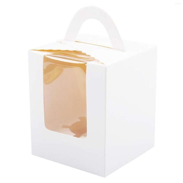 Herramientas para hornear, 50 Uds., cajas individuales para cupcakes, soportes individuales blancos con inserciones de ventana para embalaje de panadería