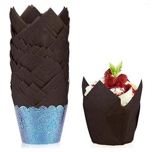 Bakgereedschap 50 pc's tulpen cupcake liners papier muffin ongebleekte bekers wit