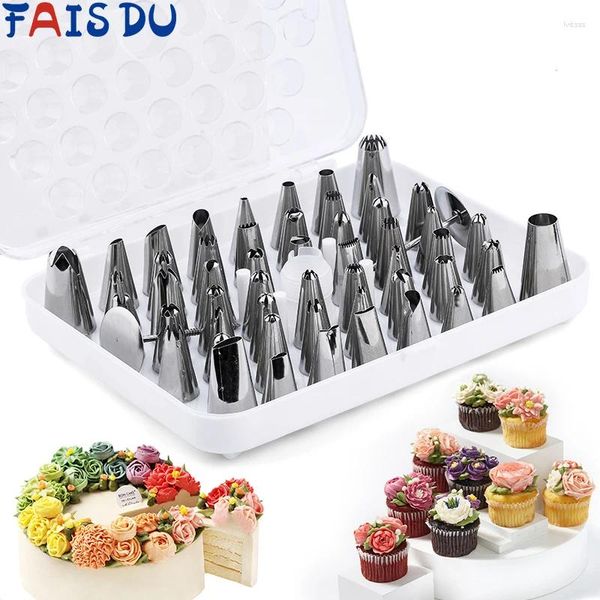 Outils de cuisson 52pcs / ensembles de décoration de gâteaux Ensemble avec boîte de rangement Pipotor Boeszles Accessoires de pâtisserie Décoration