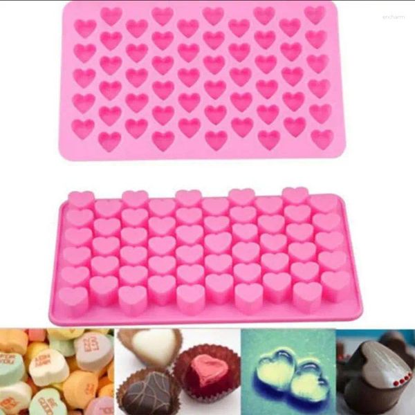 Outils de cuisson 55 trous Mini coeur Silicone gâteau moule chocolat Fondant gelée Cookie Muffin moule à glace moules flexibles Cupcake cuire