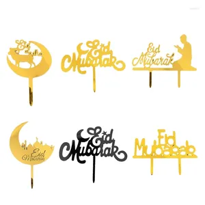 Outils de cuisson 5pcs Glitter Eid Mubarak Cupcake Toppers Festival du Ramadan Fête musulmane islamique Drop