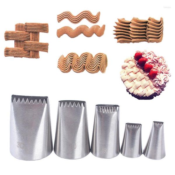 Outils de cuisson 5 pièces/ensemble en acier inoxydable décoration gâteau buse glaçage tuyauterie tissé décoration fleur cuisson