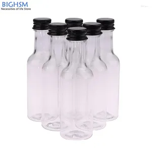 Bakgereedschappen 6 stuks 50 ml mini doorzichtige PET hervulbare wijnflessen kleine glazen potten voor feest bruiloft sterke drank met lekvrij schroefdeksel