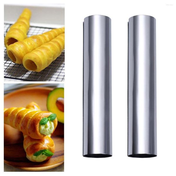 Outils de cuisson 6pcs Cannoli Tubes Set Formes en acier inoxydable Moule pour DIY Croissant Cône Pâtisserie Rouleau