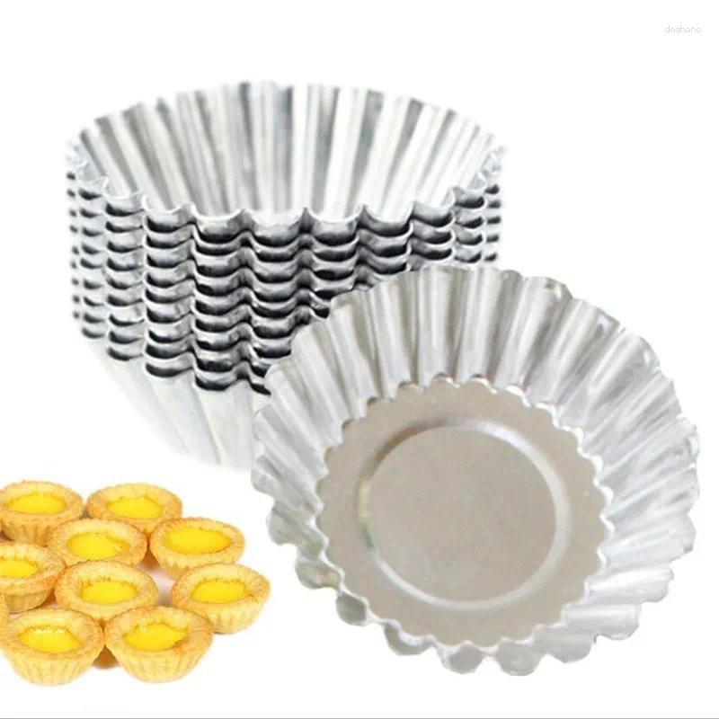 Baking Tools 6Pcs Delicate Stainless Steel Useful Tart Pans Flower Reusable Cupcake Muffin Cup Mold For Kitchen Bakeware Set (Silver)