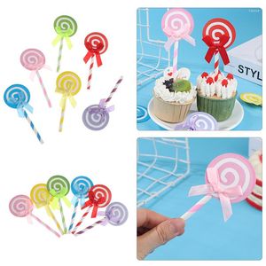 Bakgereedschap 6 stks/pack cupcake toppers kleurrijke lolly butterfly tie cake decoratie suikerkom cadeaubon kinderen verjaardagsfeestje decoraties