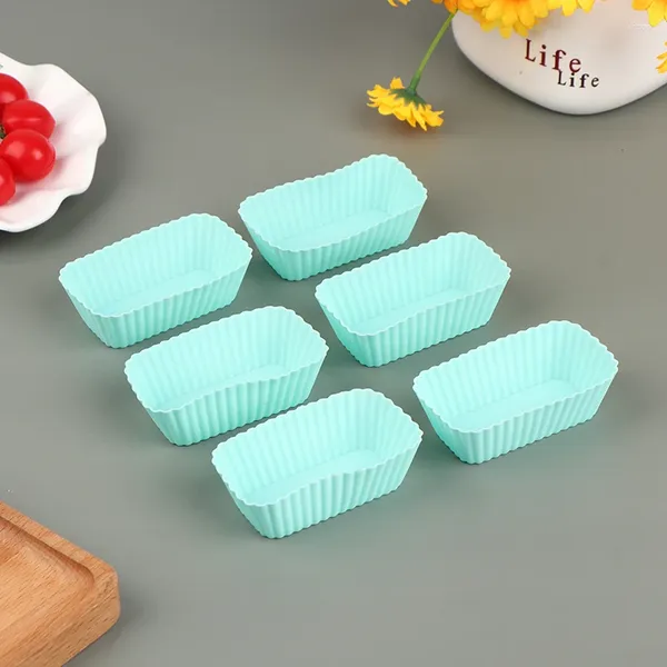 Outils de cuisson 6 pièces rectangulaire Silicone gâteau tasse moule Muffin Cupcake Liner bonbons forme ustensiles de cuisson plats