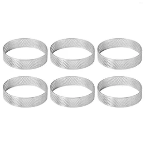 Bakgereedschap 6 stks/set keukenwarmtebestendig voor scherpe roestvrijstalen cakringring mal Easy Clean Multifunction Home geperforeerde taart