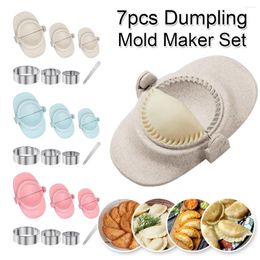 Herramientas para hornear, 7 Uds., juego de moldes para Dumpling, fabricante de acero inoxidable, prensa de Empanada segura, molde cortador de masa, cocina DIY Jiaozi