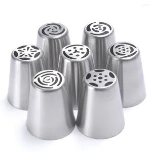 Bakken Tools 7 stks/set Rvs Russische Tulp Icing Piping Cake Nozzles Gebak Decoratie Tips Decoreren Bakvormen