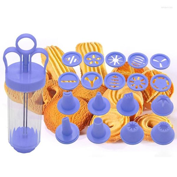 Outils de cuisson 8 tête de rechange Dessert Jacquard pistolet à pression Biscuit faisant la Machine presse manuelle décoration cuisine moule ensemble d'outils