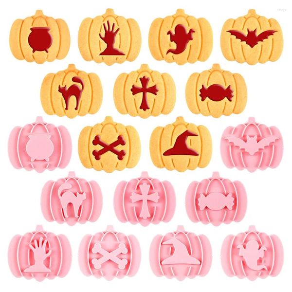 Outils de cuisson 9pcs / ensemble Halloween Pumpkin Cookie Cutter Moule DIY CARTON MOTEMENT