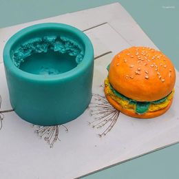 Outils de cuisson Aomily 3D Silicone Hamburger en forme de fondant gâteau chocolat moule savon moule bougie polymère argile moules artisanat bricolage formes base