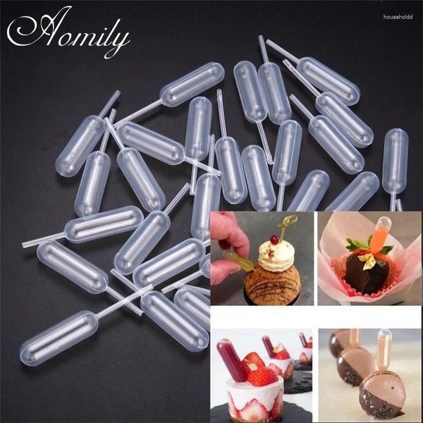 Outils de cuisson Aomily 50 pièces/ensemble crème glacée gelée Milkshake compte-gouttes Pipette paille compte-gouttes jetable Cupcake Mousse Macaron