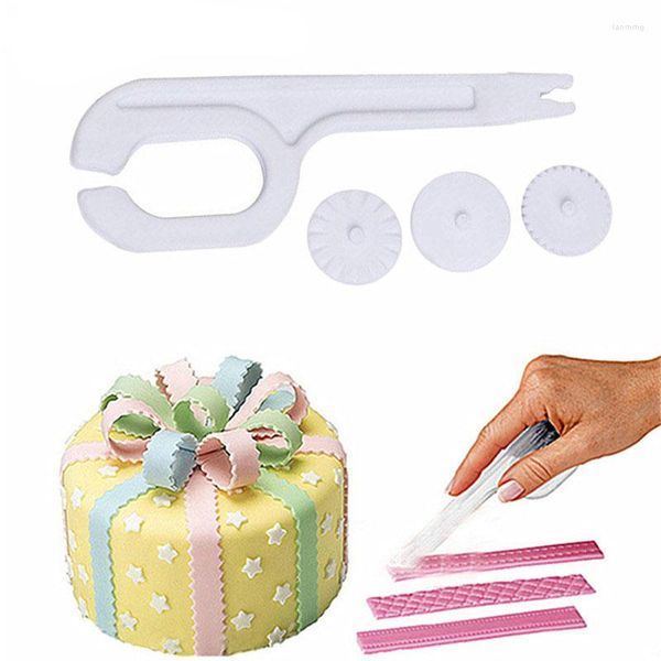 Herramientas para hornear creativas Diy 3 Fondant redondo cuchillo de rueda recta rueda curva en relieve encaje troquelado masa decoración torta herramienta