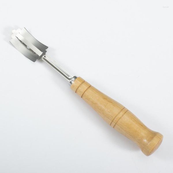 Outils de cuisson coupe-pain incurvé avec manche en bois coupe couteau pâte bissectrice Style européen coupe Baguette