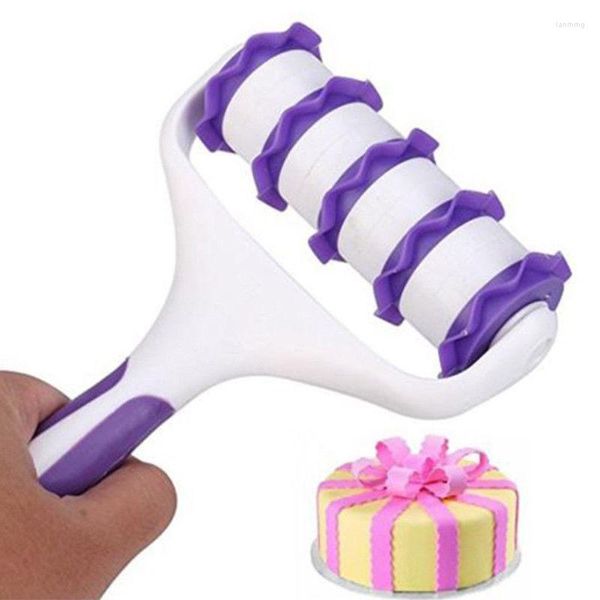 Herramientas para hornear Fondant Strip Ribbon Cutter Sugarcraft Tool Cake Rolling Pin Embosser Roller Set Decoración