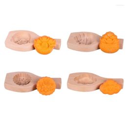 Backwerkzeuge G6DA Holz Mooncake Formen DIY Stempel Gebäck Gadgets 4 Stile