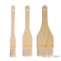 Outils de cuisson H8WB 3 pièces, brosse à huile de cuisine, manche en bois, pinceaux à pâtisserie, Barbecue pour étaler le beurre, cuisson