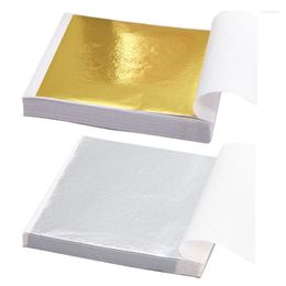 Outils de cuisson K3NA 100 feuilles de papier imitation feuille d'or et d'argent, décoration murale pour la maison, dorure, artisanat, décoration DIY