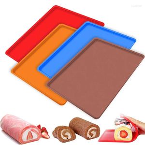 Grand tapis à gâteau en rouleau suisse en Silicone, outils de cuisson, plateau Flexible antiadhésif, ustensiles de cuisson, feuilles de moule avec bords