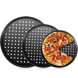 Outils de cuisson LMETJMA Pizza Pan avec trous en acier au carbone perforé plateau antiadhésif pour four bac à légumes lavable au lave-vaisselle JT139