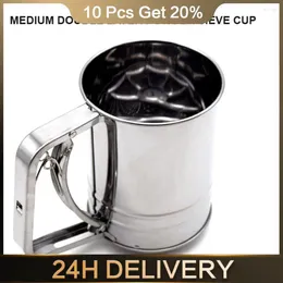 Baking Tools Mesh Shaker Hand-pressed With Measuring Scale Powder Sieve Cup Flour Handheld Crank Bakeware Sifters