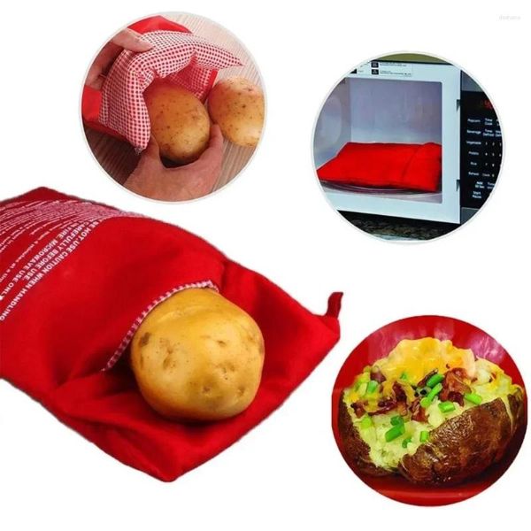 Sac de pommes de terre pour micro-ondes, outils de cuisson, cuiseur Express réutilisable, cuisine cuite au four, pommes de terre parfaites, pochette rouge