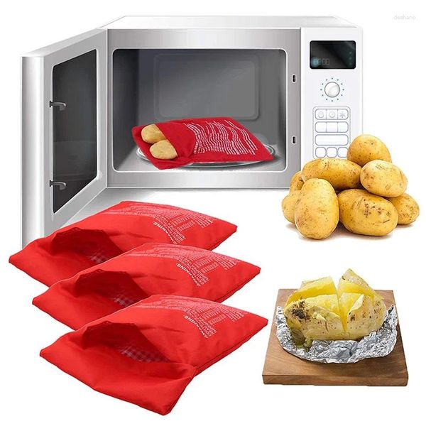 Herramientas de hornear bolsas de papa microondas reutilizables Express Cooker horneado Patatas perfectas 4 minutos Bolsa Roja