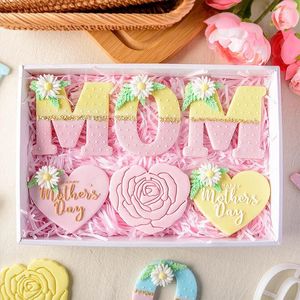 Herramientas para hornear, molde estampador de galletas de cumpleaños para madre, textura de punto de encaje, sello de Fondant, decoración de pasteles glaseado de feliz día para regalo