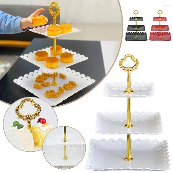 Outils de cuisson multicouches gâteau en plastique rasage d'anniversaire de desserts de table de table de table de table de décoration affichage du plateau de fruits de mariage H7y5